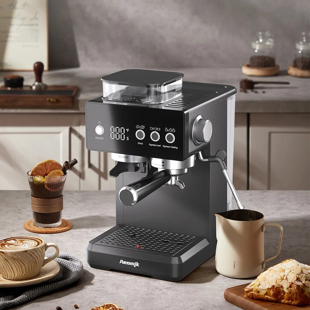 A Standard Integrated Grinding Room-Temperature Cold Brew Milk Frother Espresso Semi-Automatic Coffee Machine