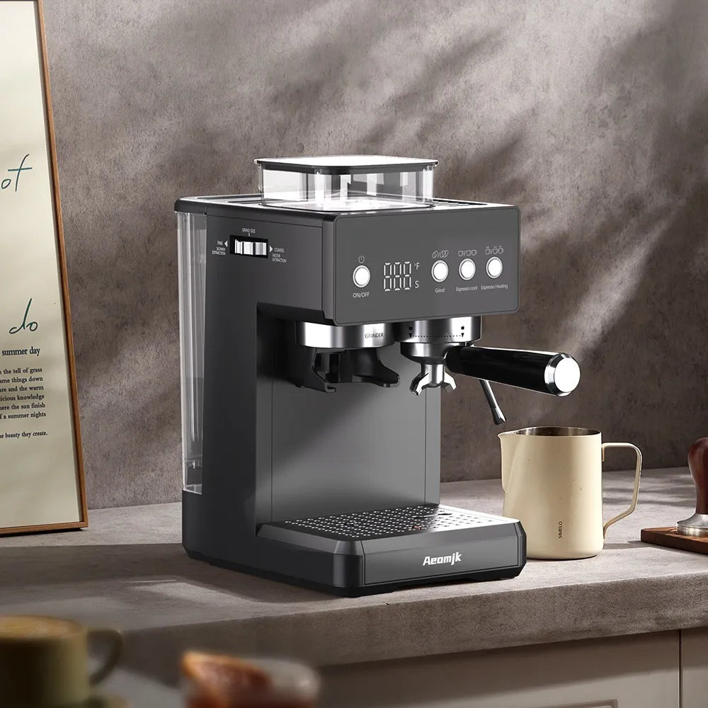 A Standard Integrated Grinding Room-Temperature Cold Brew Milk Frother Espresso Semi-Automatic Coffee Machine