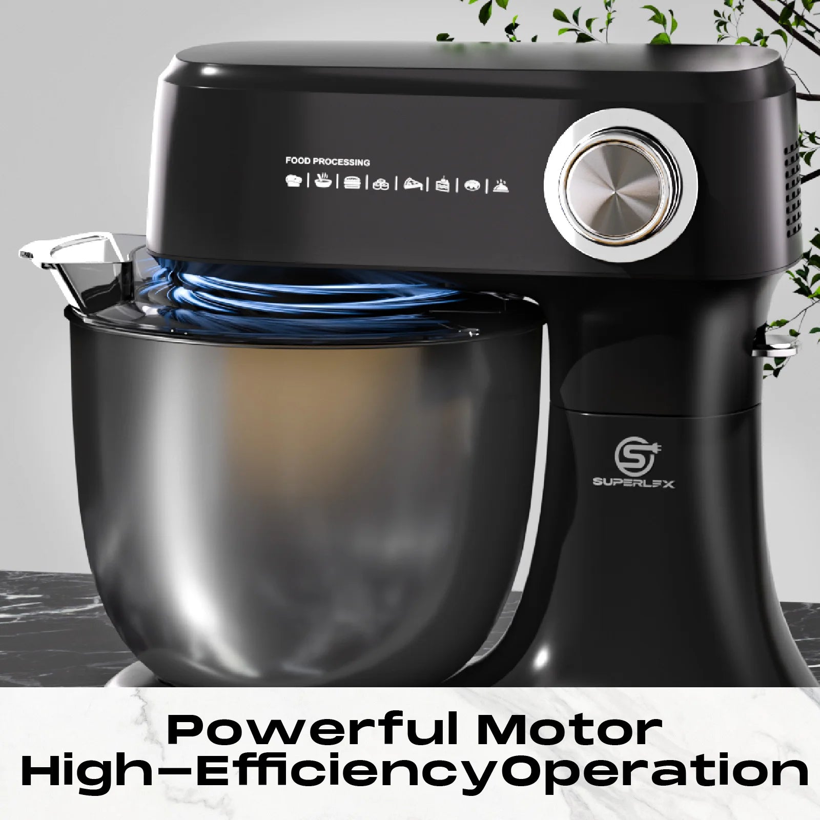 SUPERLEX Food Stand Mixer 800W Whip Dough Kneader Multifunctional Powerful Motor Control-Temp Kitchen Mixer with Steel Bowl