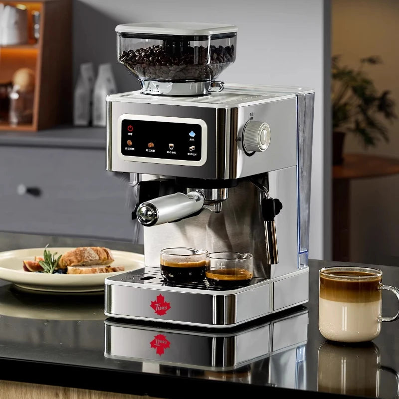 An Italian-style Coffee Machine with Integrated Grinder, Small Household Fully/semi-automatic Gift