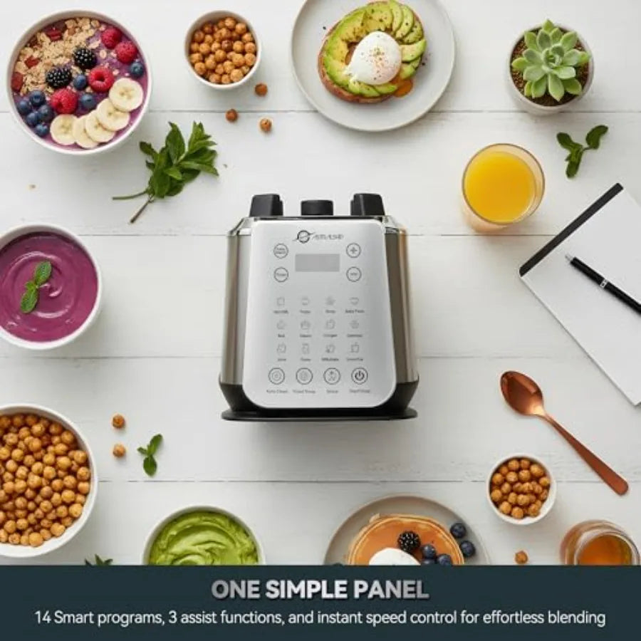 Glass Blenders for Kitchen Stainless Steel Professional Blender with 1500W Motor BPA-Free Glass Jar 9 Adjustable Speeds 14 Pres