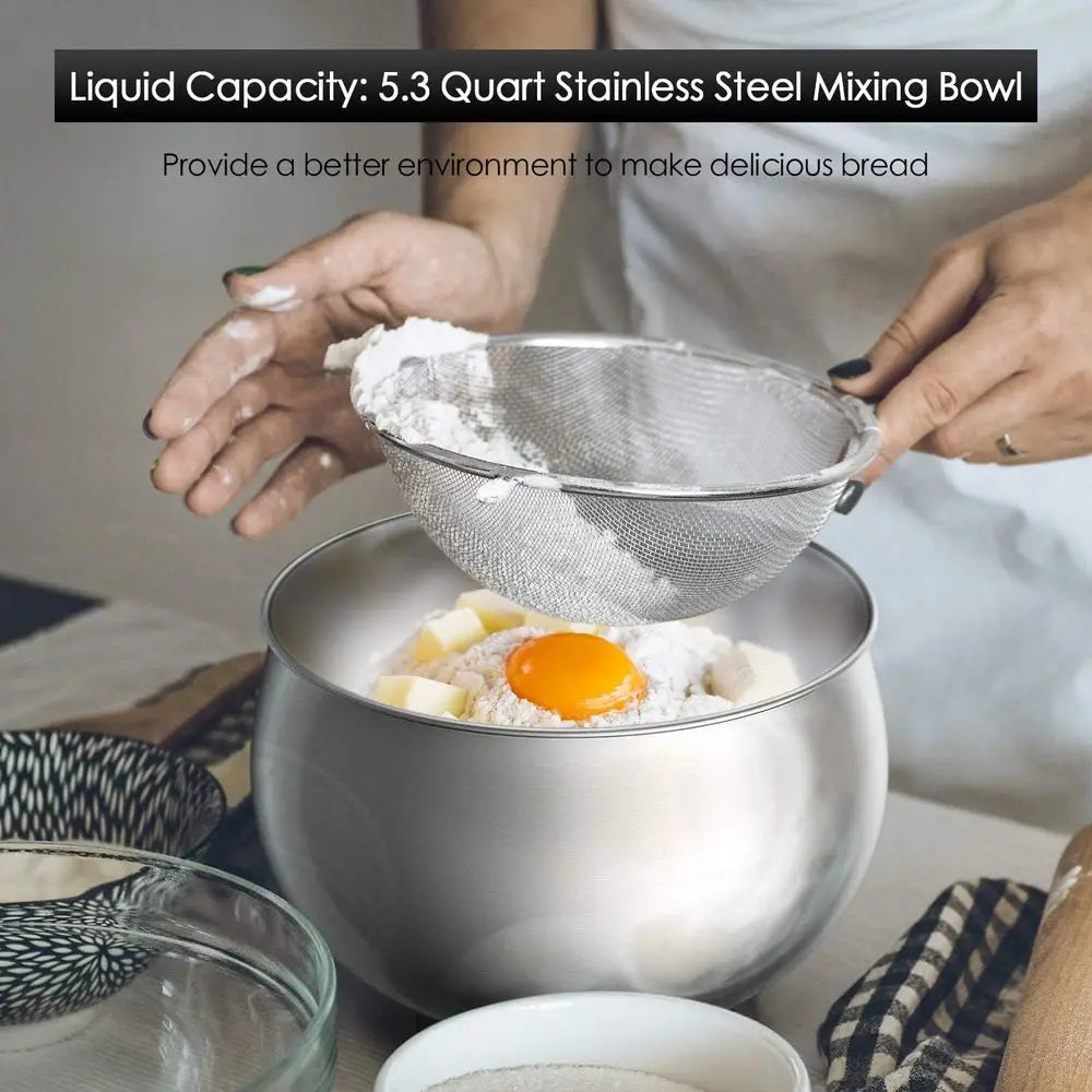 Stand Mixer, Stainless Steel 5.3-QT LCD Display Food Mixer, 6+ Speed Kitchen Electric Mixer - Mixer with Stainless Steel Bowl, D