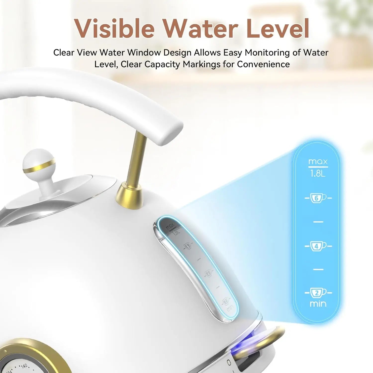 Retro Electric Kettle, Stainless Steel 1.8L, Fast Quiet Boil 1500W, Auto Shut-Off & Safety Features