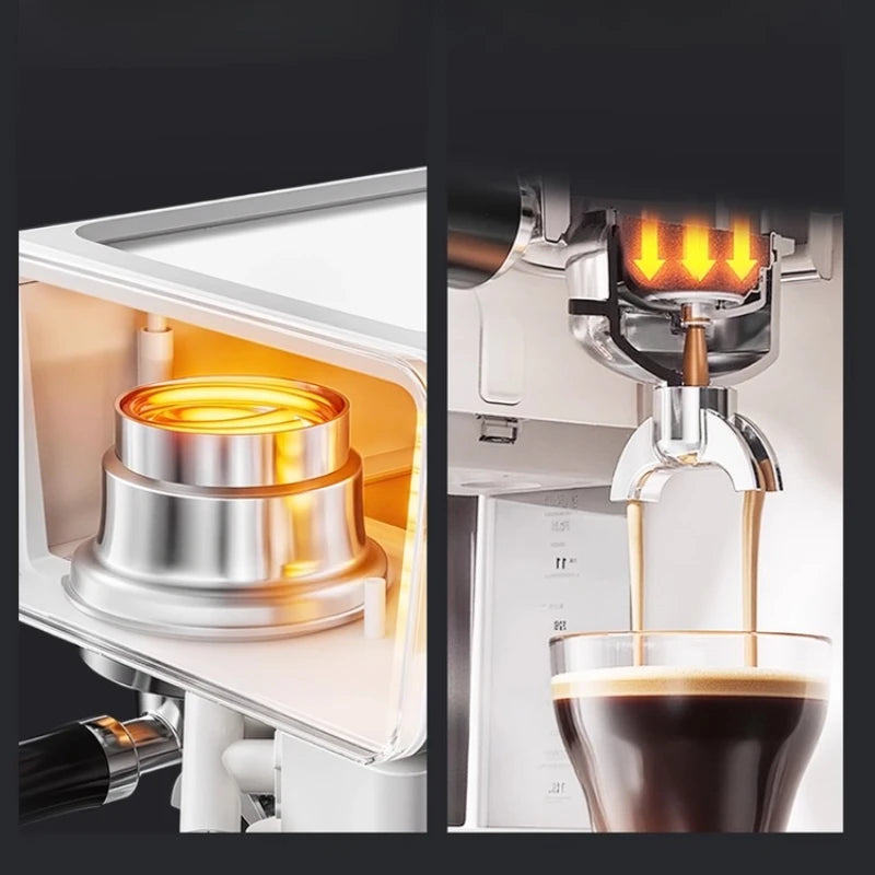 A Semi-Automatic Coffee Machine for Home Use, Small Italian Espresso with Milk Frother Portable Office Grinder for Coffee