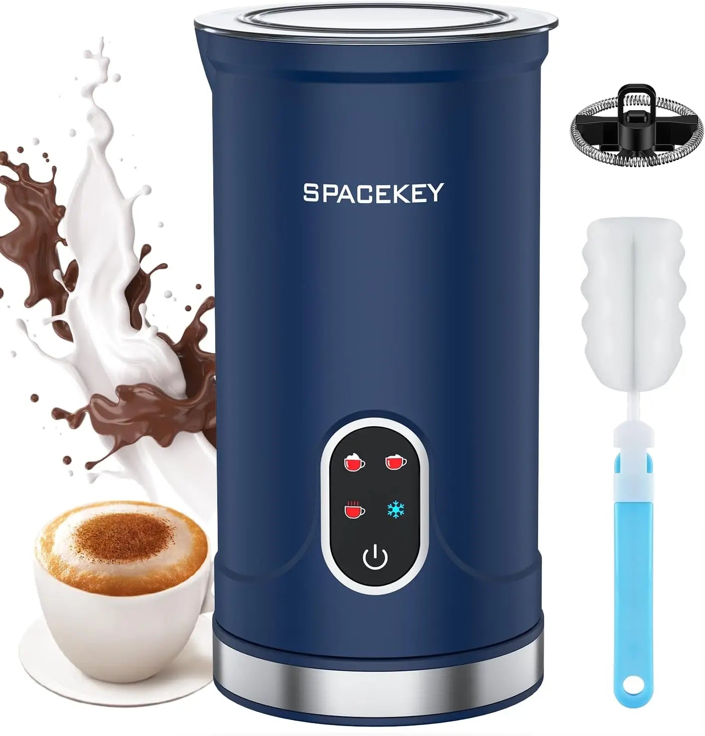 Electric Milk Frother 4-in-1, 300ml Automatic Foam Maker with Temperature Control, Mute Mode, Easy to Clean