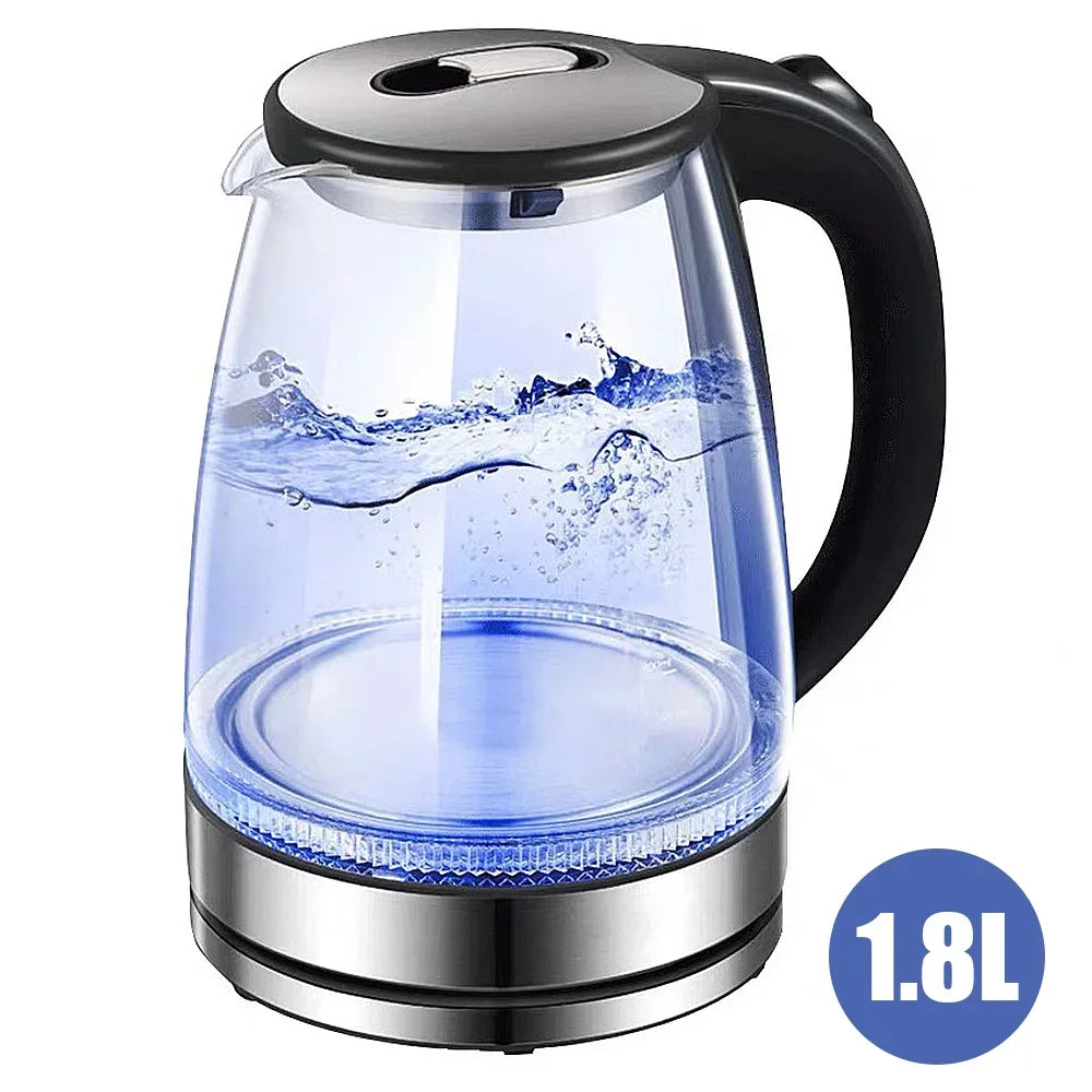 Electric Glass Tea Kettle - Portable Water Boiler with Infuser for Home, Office & Travel, Fast Heating & LED Light