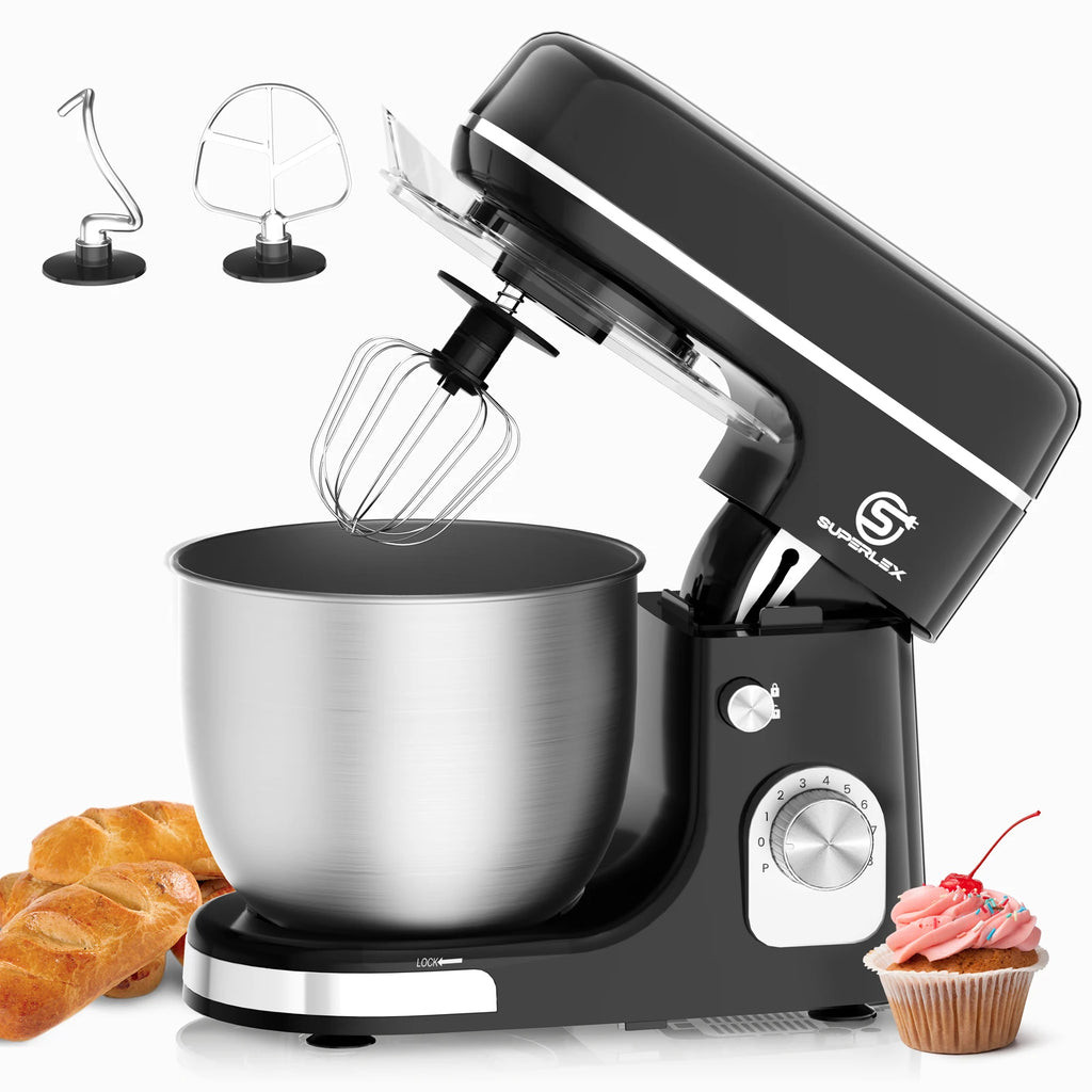 SUPERLEX Food Stand Mixer 800W Whip Dough Kneader Multifunctional Powerful Motor Control-Temp Kitchen Mixer with Steel Bowl