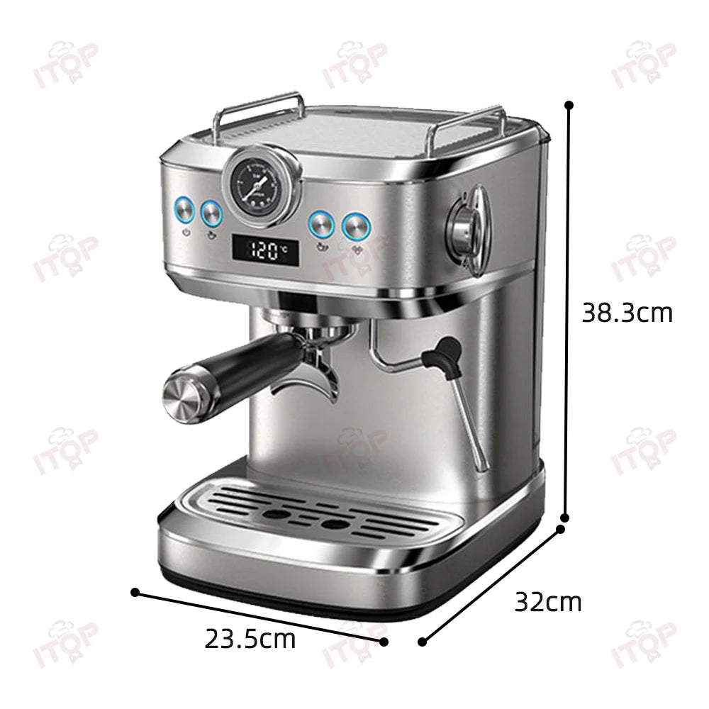 A 51mm Portafilter Household Espresso Coffee Machine 20Bar Cappuccino Latte Milk Foam Coffee Maker Home Cafe.