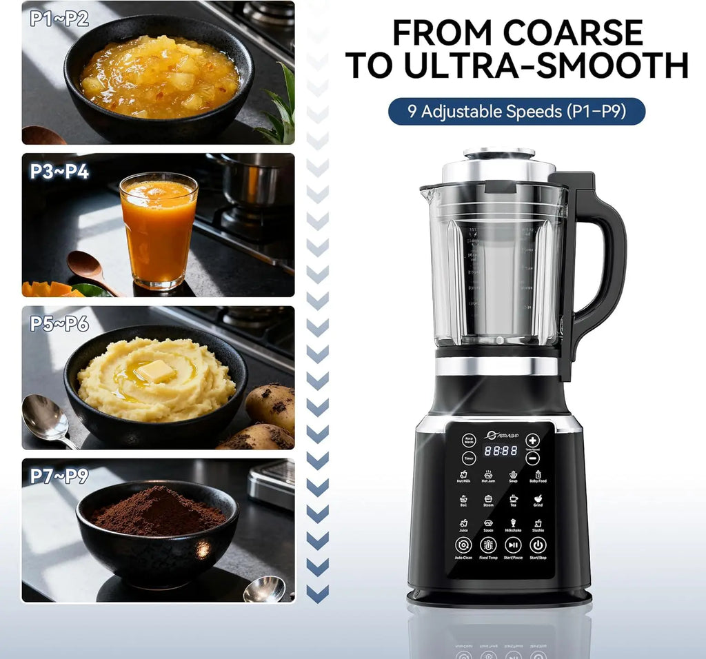 Glass Blenders for Kitchen with Tamper, Blender for Smoothies, Professional Blenders 1500W Motor, 9 Adjustable Speeds, 14