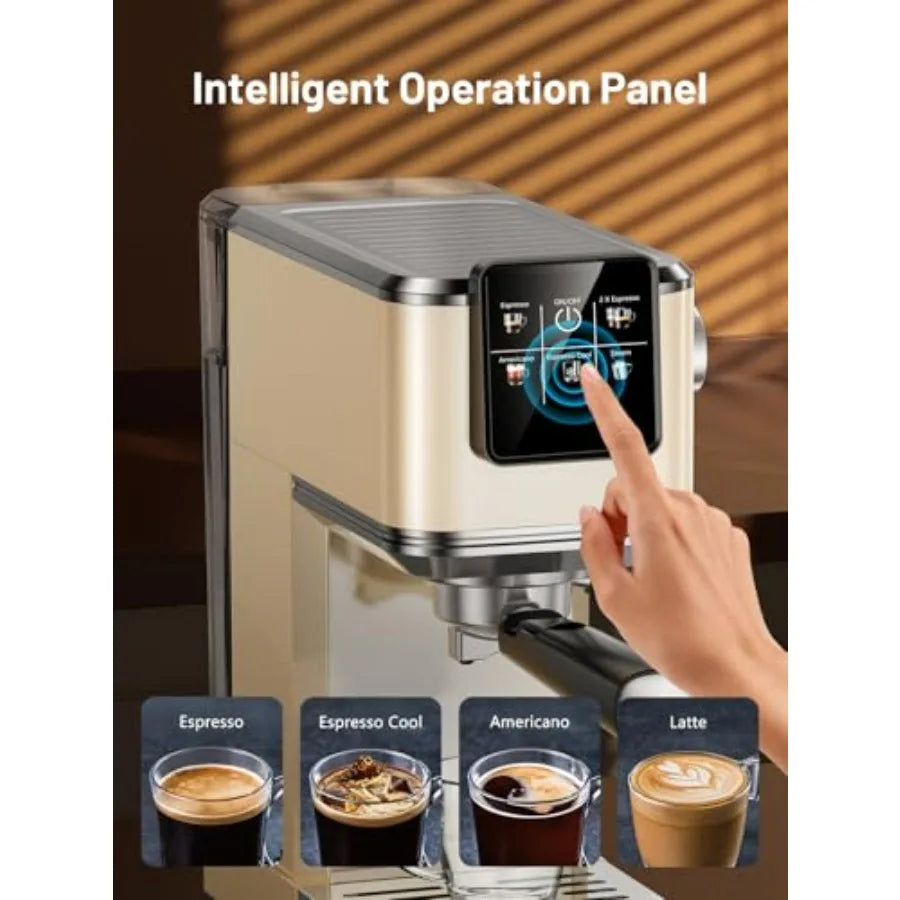 A 20Bar Espresso Machine with Rapid Cold Brew Hot Iced Coffee Maker Stainless Steel Espresso Maker with Milk Frother Steam Wand T