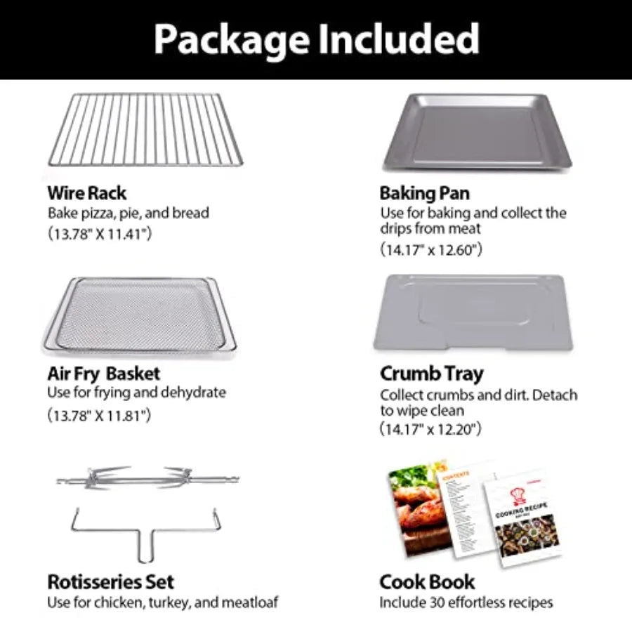 Extra Large 32QT Air Fryer with 19-in-1 Multi-Functional Combo: Digital Convection Oven Featuring Rotisserie Dehydrator and Piz