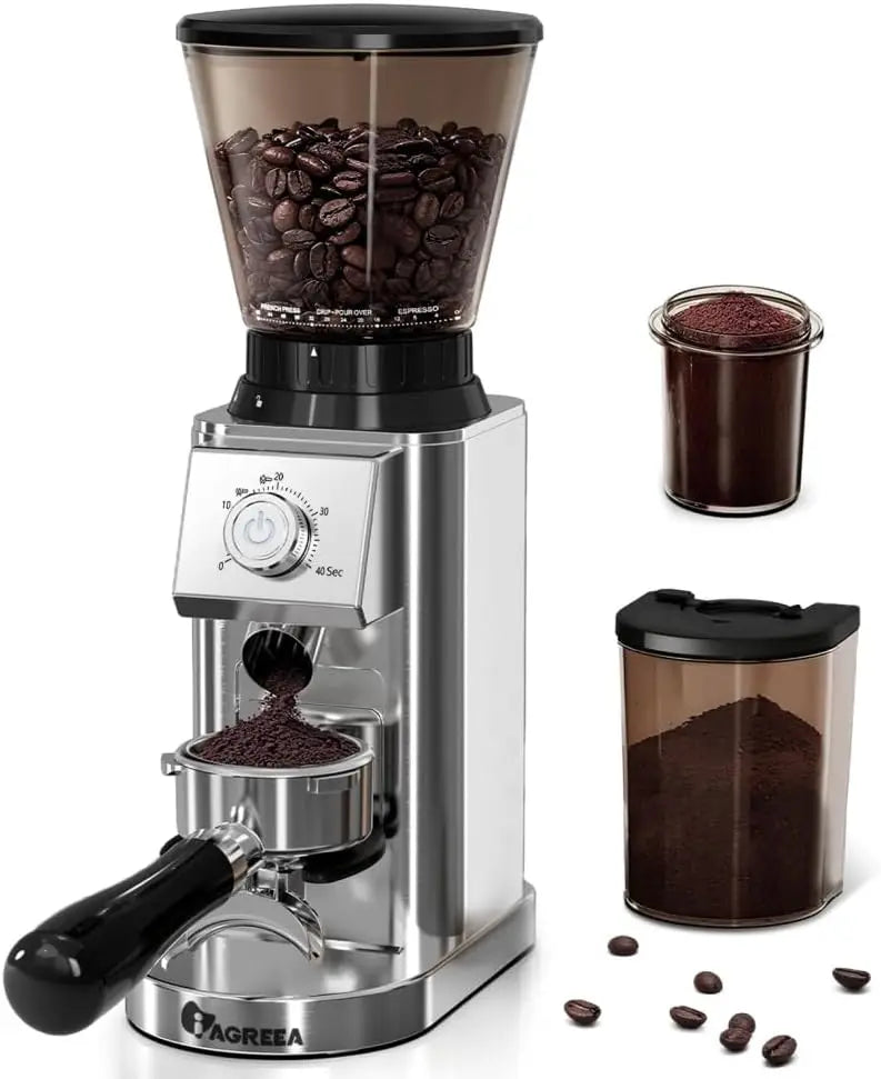 Burr Coffee Grinder with Anti-Static, 48 Precise Settings for Espresso/Drip/Cold Brew/French Press, Stainless Steel Home Use