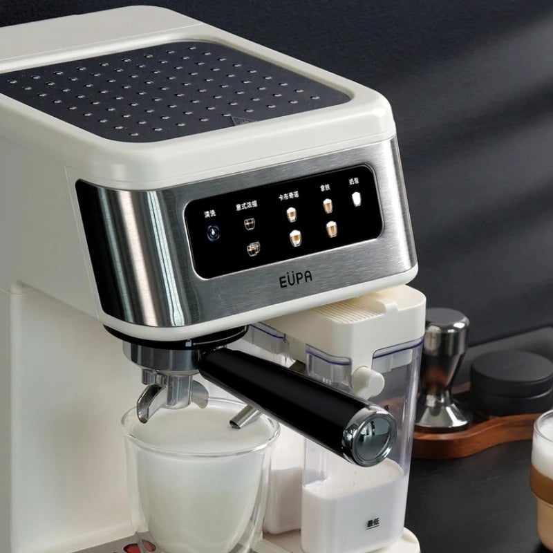 A Semi-Automatic Coffee Machine for Home Use, Small Italian Espresso with Milk Frother Portable Office Grinder for Coffee
