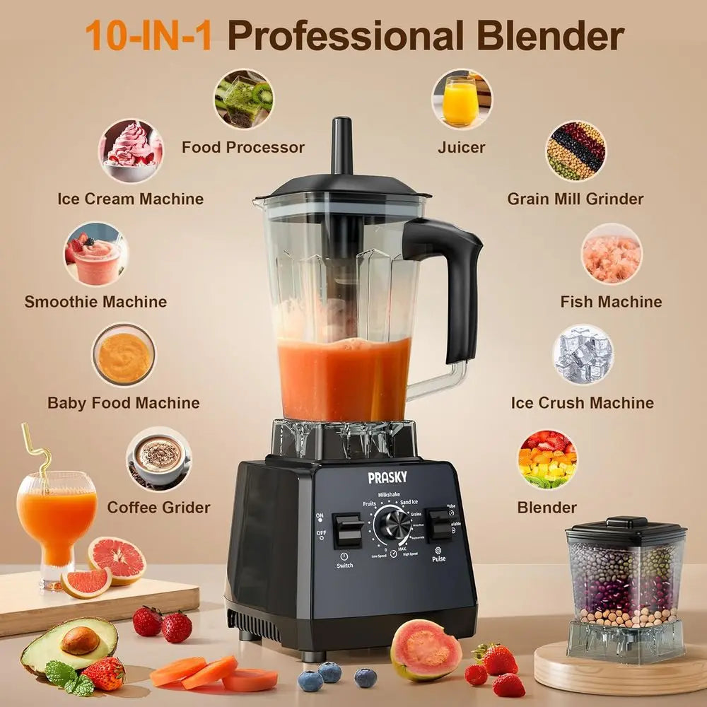 Blender, Smoothies Blenders, Max. 2400Watts/1000Watts Blender and Grinder Combo, 25000RPM Powerful Kitchen, 68oz BPA-free 2 Cont