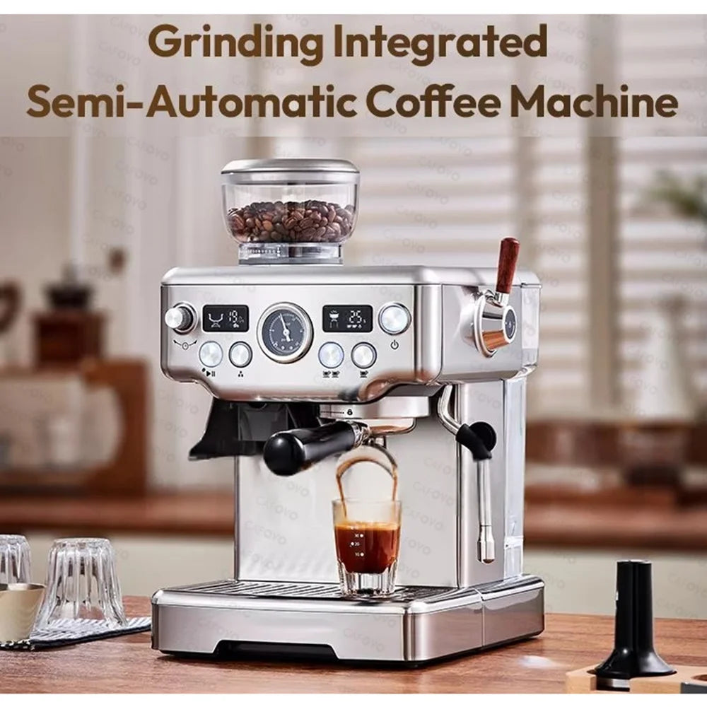 Coffee 3In1 Semi-Automatic Espresso Machine Dual Boiler Coffee Machine Built-in Grinder 20 Adjustable Grinds PID Temp Control
