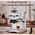Coffee 3In1 Semi-Automatic Espresso Machine Dual Boiler Coffee Machine Built-in Grinder 20 Adjustable Grinds PID Temp Control
