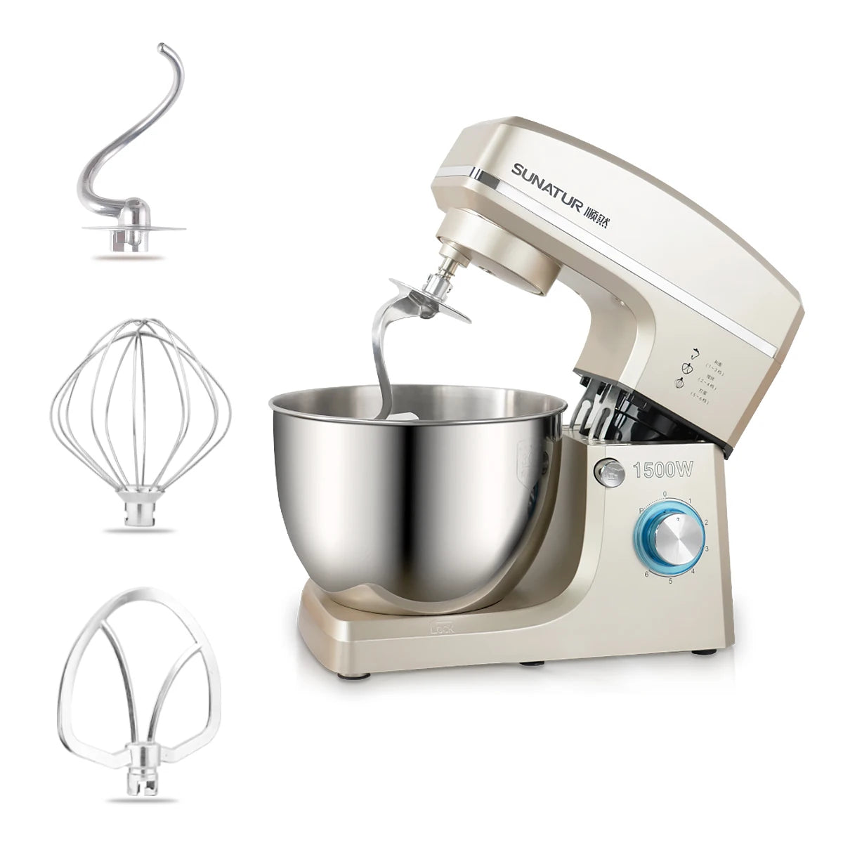 SUNATUR Electric Kitchen Blender Machine: Stand Mixer with Planetary Beater Automatic Mix Support for Dough Efficient Processor