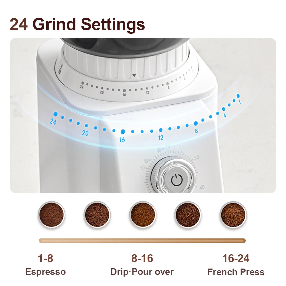 Couplux Coffee Grinder, Coffee Bean Grinder for Home Use with Precise Grinding, Detachable Funnel Stand(220V)