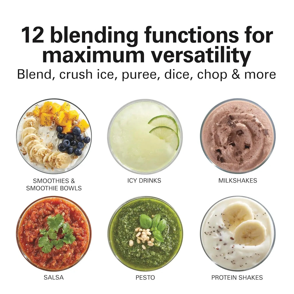 Powerful 700W Blender with 40oz Glass Jar, 12 Functions for Smoothies and Ice Crushing - Black