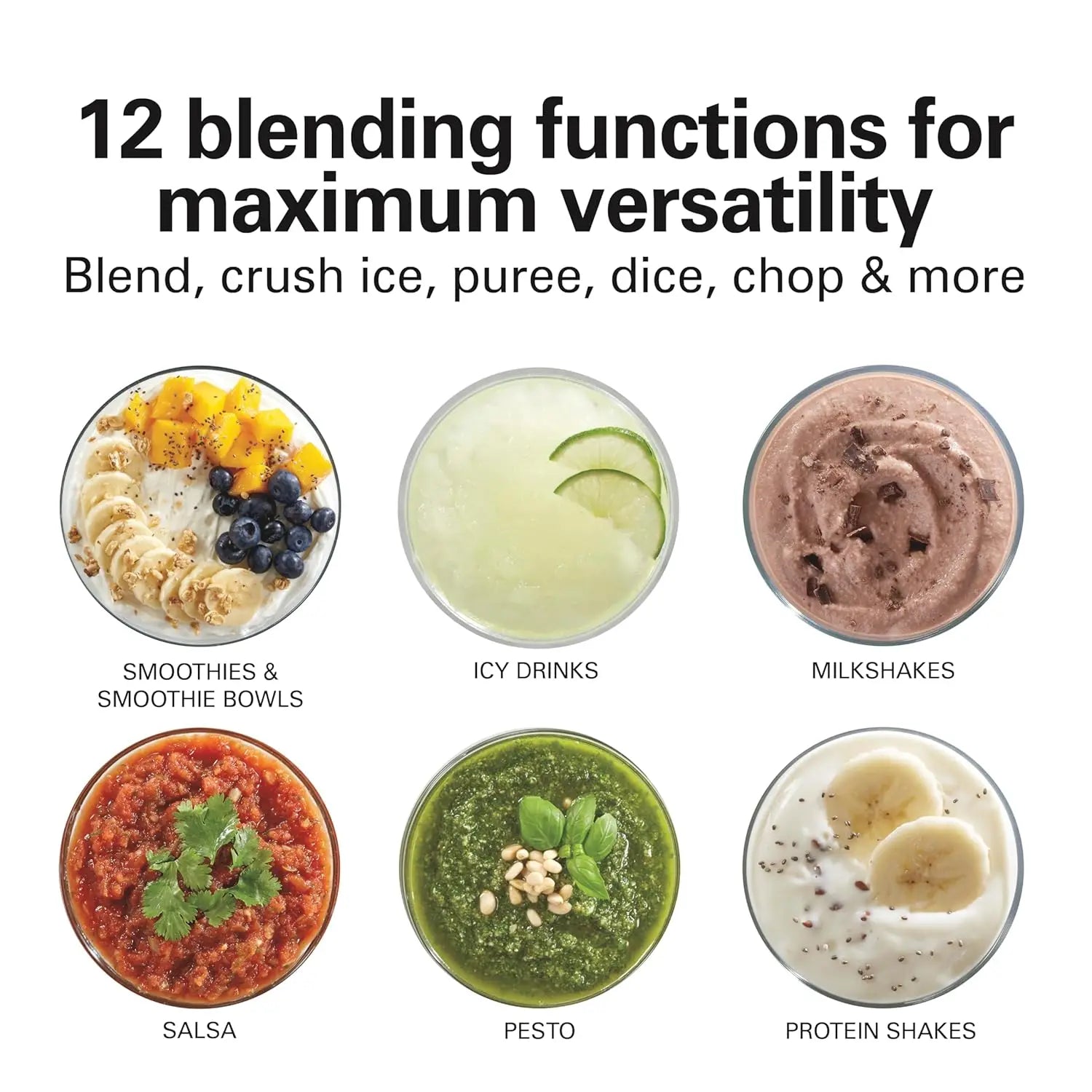 Powerful 700W Blender with 40oz Glass Jar, 12 Functions for Smoothies and Ice Crushing - Black