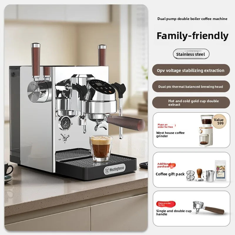 The Westinghouse Double Pump Double Boiler Semi-automatic Espresso Extraction Small Home and Business Coffee Machine
