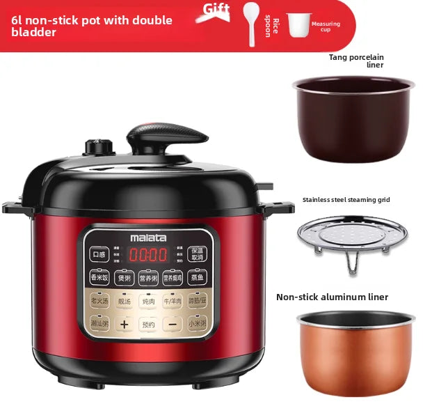 Malata Electric Pressure Cooker Dual Inner Pot 4L 5L 6L Programmable Smart Multicooker Rice Cooker Slow Cook Steam Sear Kitchen
