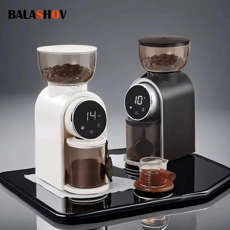 Electric Burr Coffee Grinder Automatic Precision Mill Espresso Drip Pour Over American Coffee Transparent Bean Storage Container