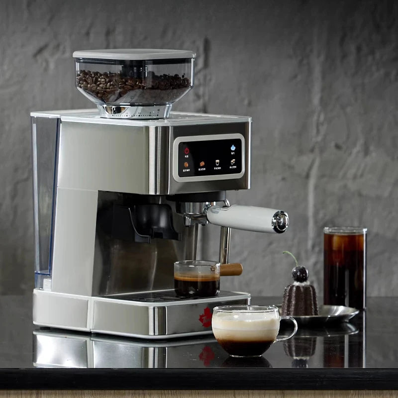 An Italian-style Coffee Machine with Integrated Grinder, Small Household Fully/semi-automatic Gift
