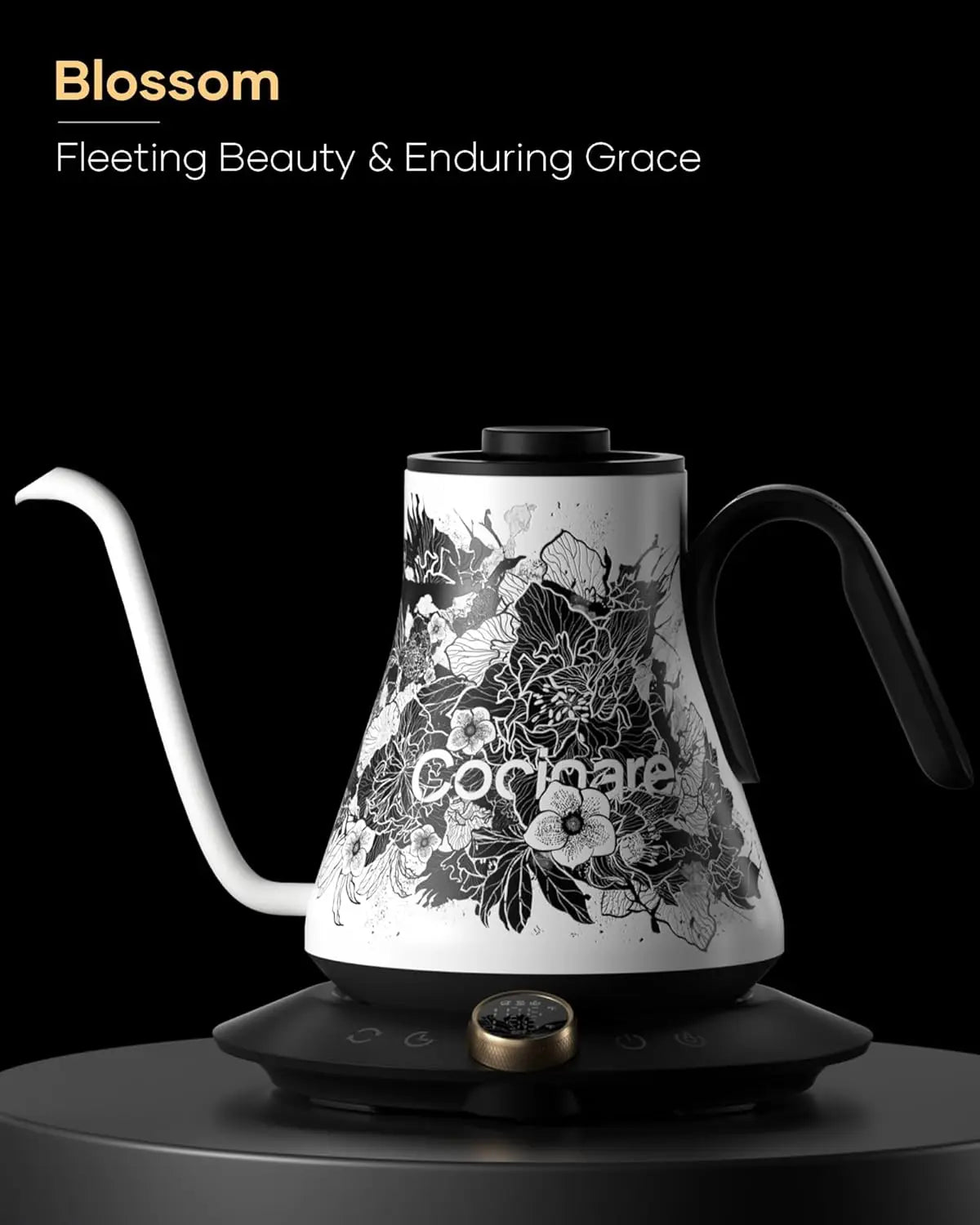 Electric Gooseneck Kettle with ±1℉ Temperature Control for Coffee & Tea, Stainless Steel Interior, Quick Heating