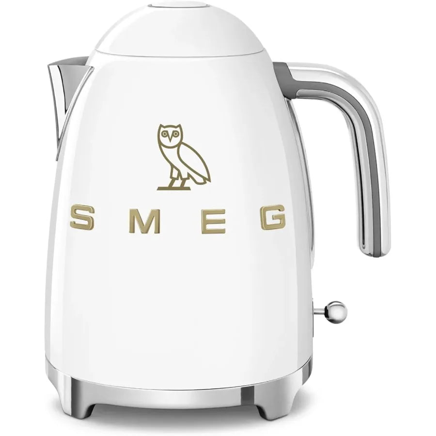 50’s Retro 1.7L Electric Kettle with 7-Cup Capacity and Safety Features (White)