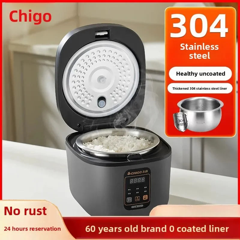 A stainless steel rice cooker multifunctional  uncoated rice cooker old-fashioned household cooking 1-8 people
