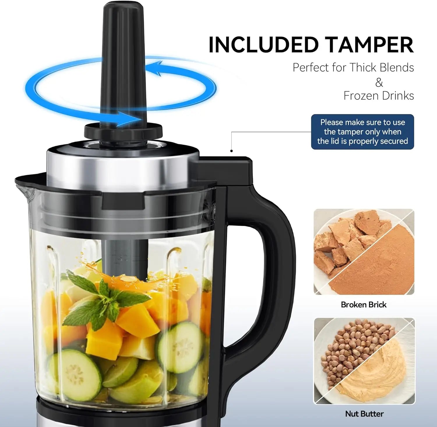 Glass Blenders for Kitchen with Tamper, Blender for Smoothies, Professional Blenders 1500W Motor, 9 Adjustable Speeds, 14