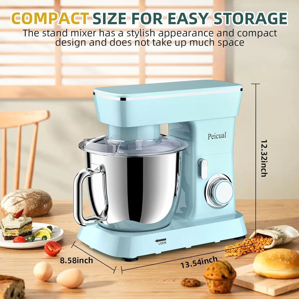 A Stand Mixer with 10+ Speeds, Tilt-Head Design, Stainless Steel Bowl & Attachments - Blue