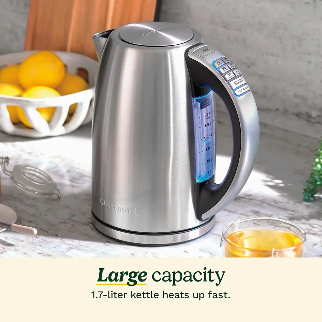 1.7L Electric Kettle with 6 Temperature Presets, Fast Boiling, Cordless Design and Cool Handle