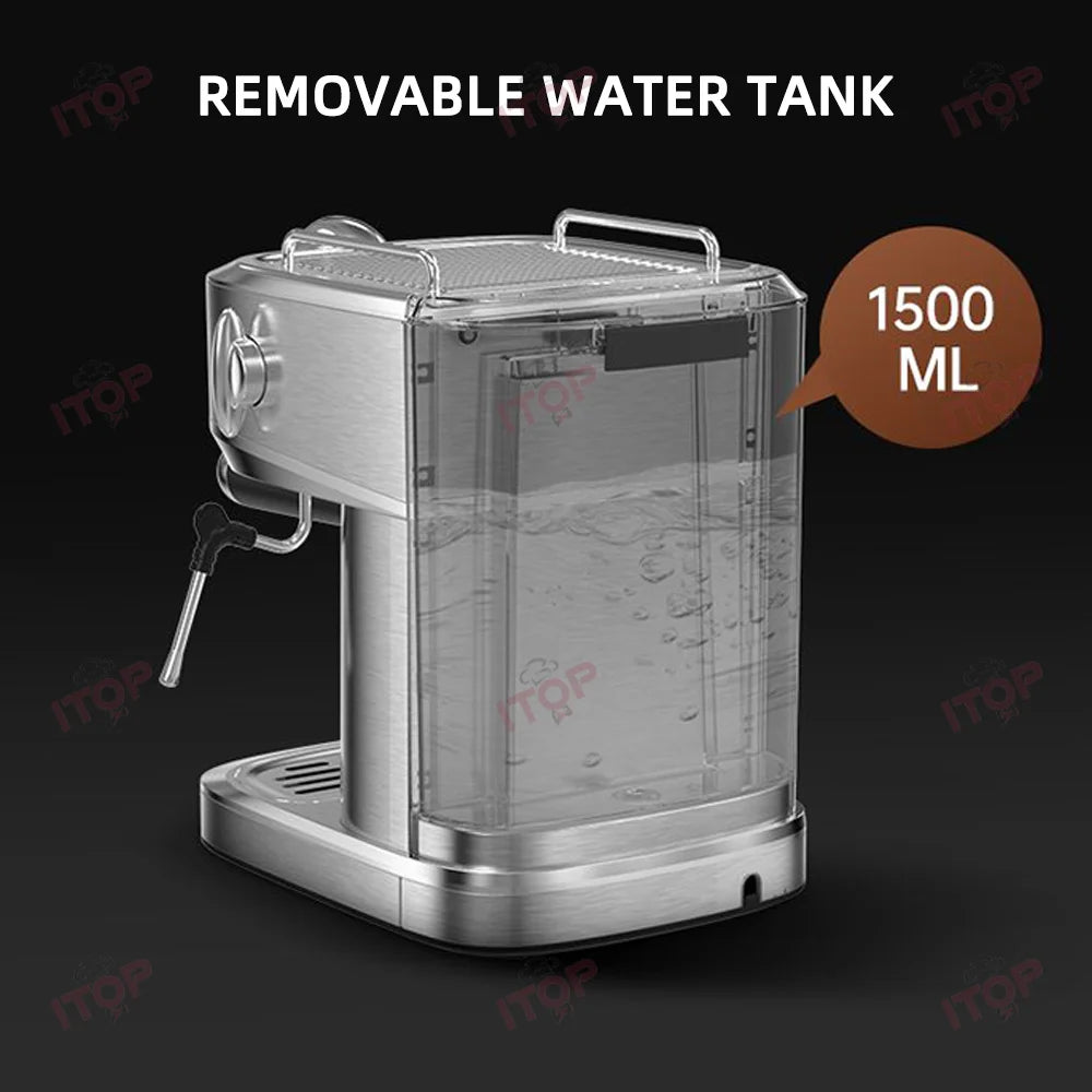 A 51mm Portafilter Household Espresso Coffee Machine 20Bar Cappuccino Latte Milk Foam Coffee Maker Home Cafe.