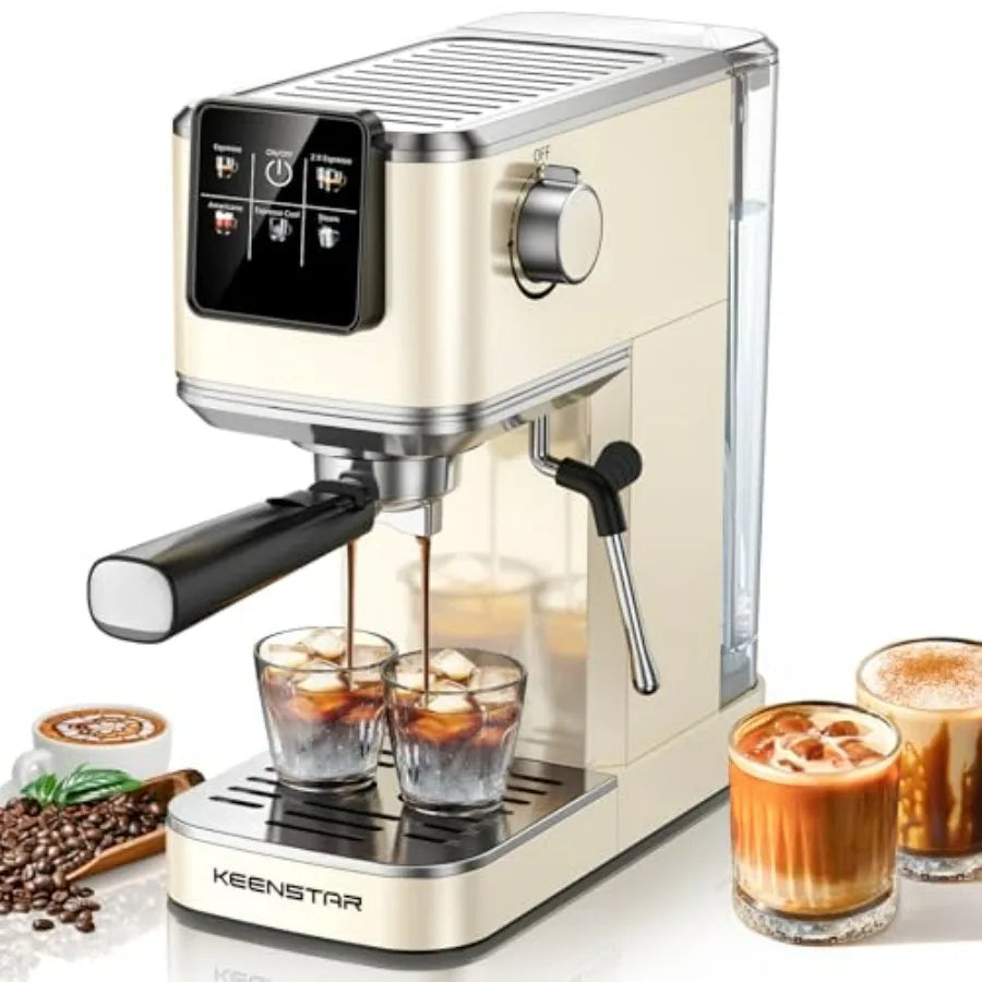 A 20Bar Espresso Machine with Rapid Cold Brew Hot Iced Coffee Maker Stainless Steel Espresso Maker with Milk Frother Steam Wand T