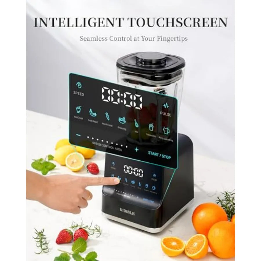 A Professional Smoothie Blender for Shakes 52oz Glass Jar Ice Crush Puree 9-Speed Touchscreen with Pulse 7 Functions Black