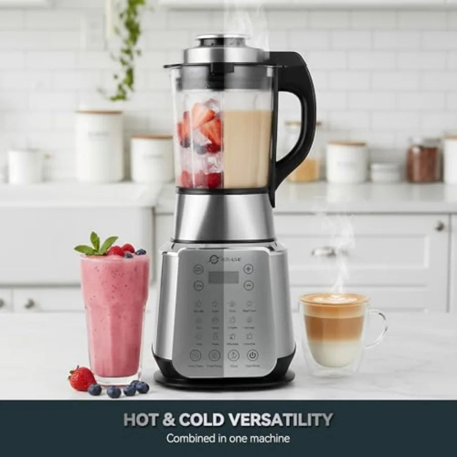 Glass Blenders for Kitchen Stainless Steel Professional Blender with 1500W Motor BPA-Free Glass Jar 9 Adjustable Speeds 14 Pres