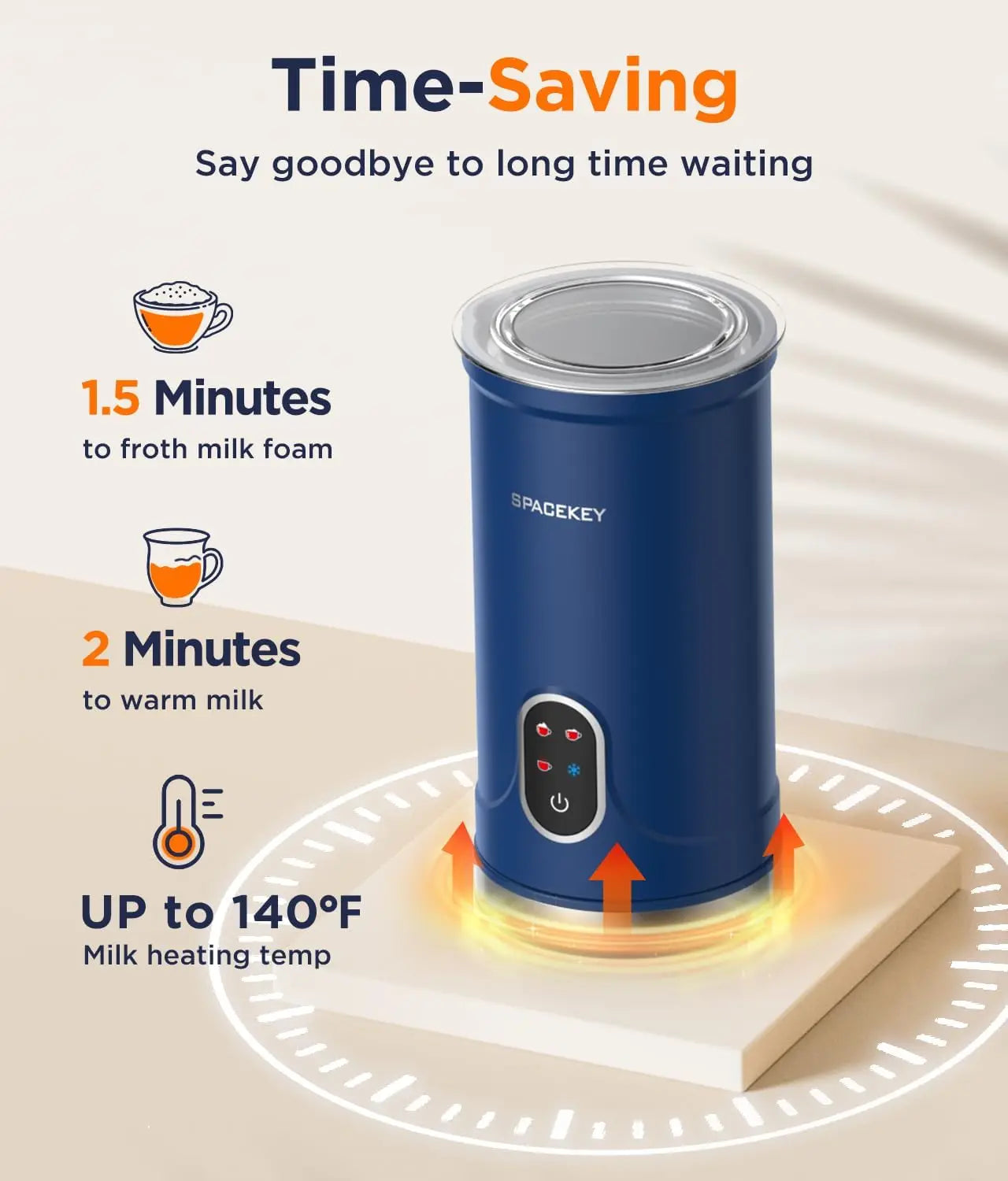 Electric Milk Frother 4-in-1, 300ml Automatic Foam Maker with Temperature Control, Mute Mode, Easy to Clean