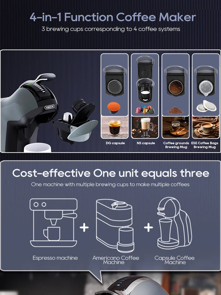 HiBREW 4-in-1 Multiple Capsules Coffee Machine Cold & Hot Brewing Coffee Maker H17