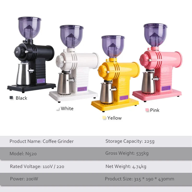 Professional Electric Coffee Grinder Automatic 10 Gear Adjustable 200W Ghost Teeth Burr Coffee Beans Grinding Machin