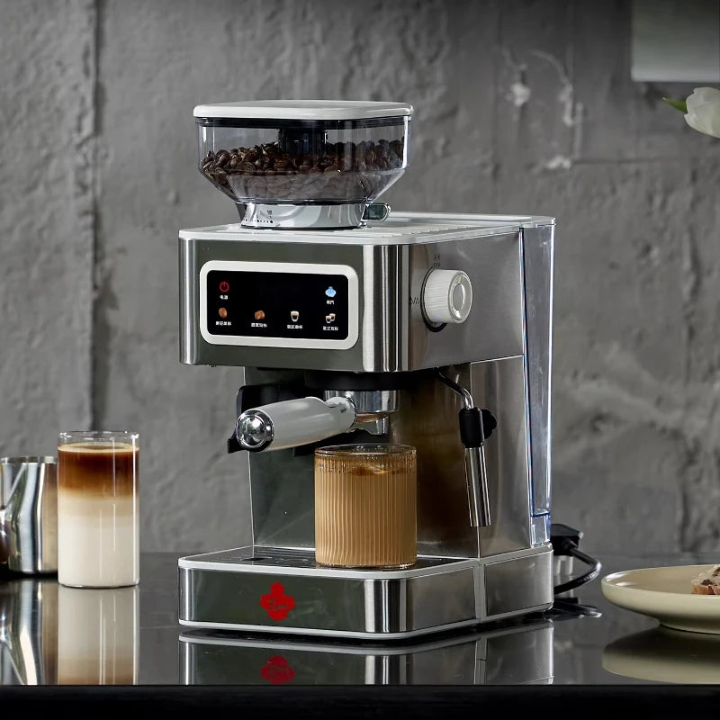 An Italian-style Coffee Machine with Integrated Grinder, Small Household Fully/semi-automatic Gift