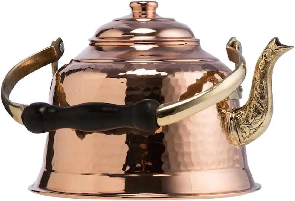 Handmade Copper Teapot, Thick Hammered Solid Copper, Tin Lined Stovetop Kettle, 1.6-Quarts Capacity for Tea Lovers