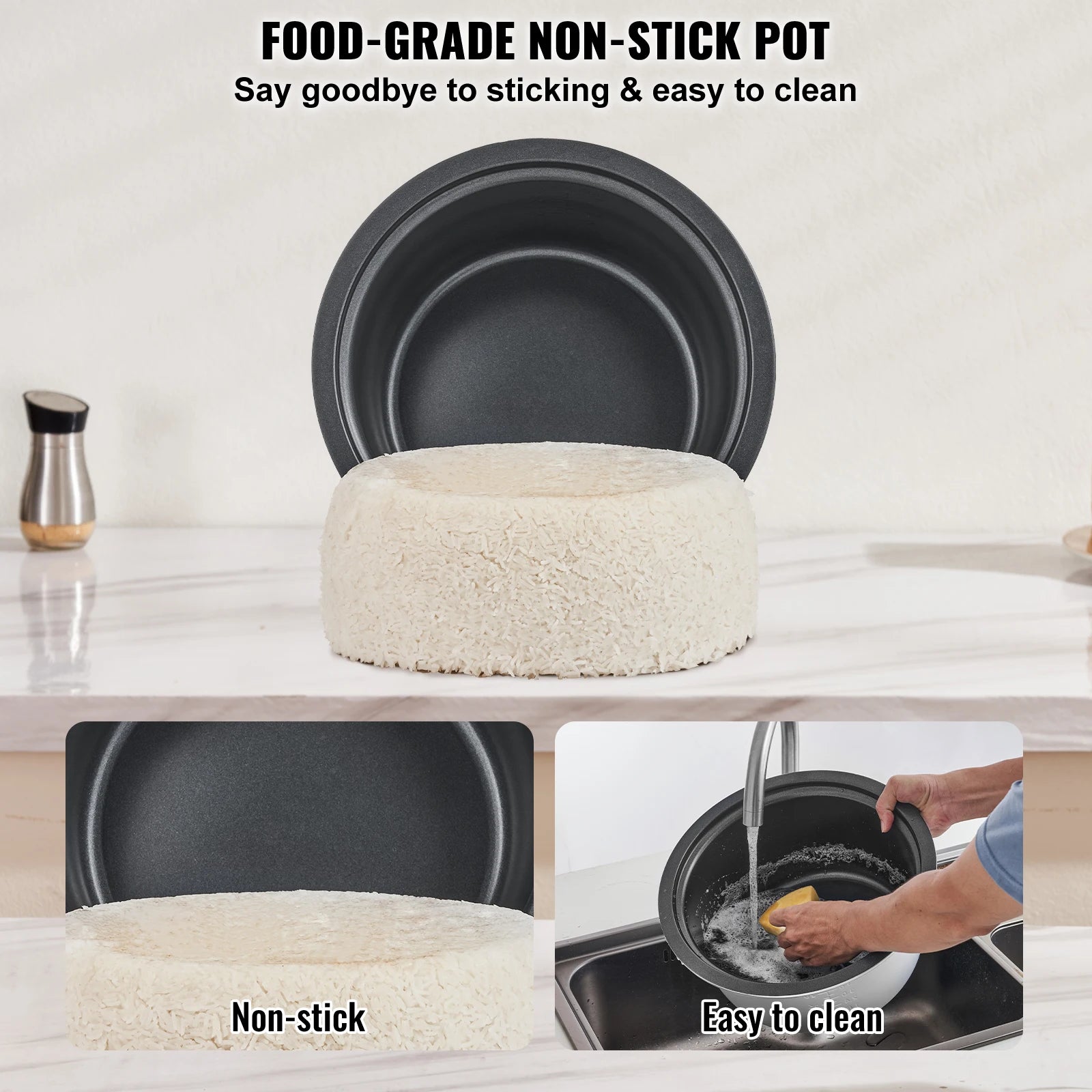 SucceBuy 8L 10L 13L Commercial Rice Cooker with Aluminium Nonstick Inner Pot 24-Hour Keep Warm for Restaurant Buffet