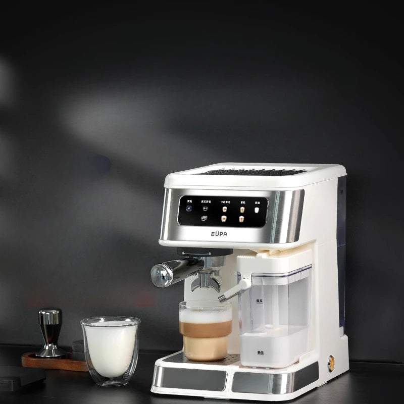 A Semi-Automatic Coffee Machine for Home Use, Small Italian Espresso with Milk Frother Portable Office Grinder for Coffee