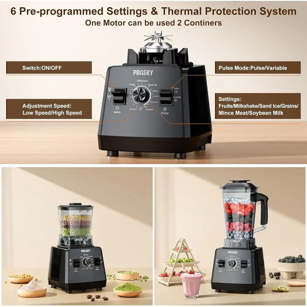 Blender, Smoothies Blenders, Max. 2400Watts/1000Watts Blender and Grinder Combo, 25000RPM Powerful Kitchen, 68oz BPA-free 2 Cont