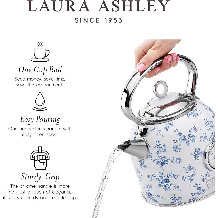 Stainless Steel Electric Kettle 1.7L 1500W Rapid Boil for Water Heating Cordless Tea Kettle Auto Shut Off Overheat Protection