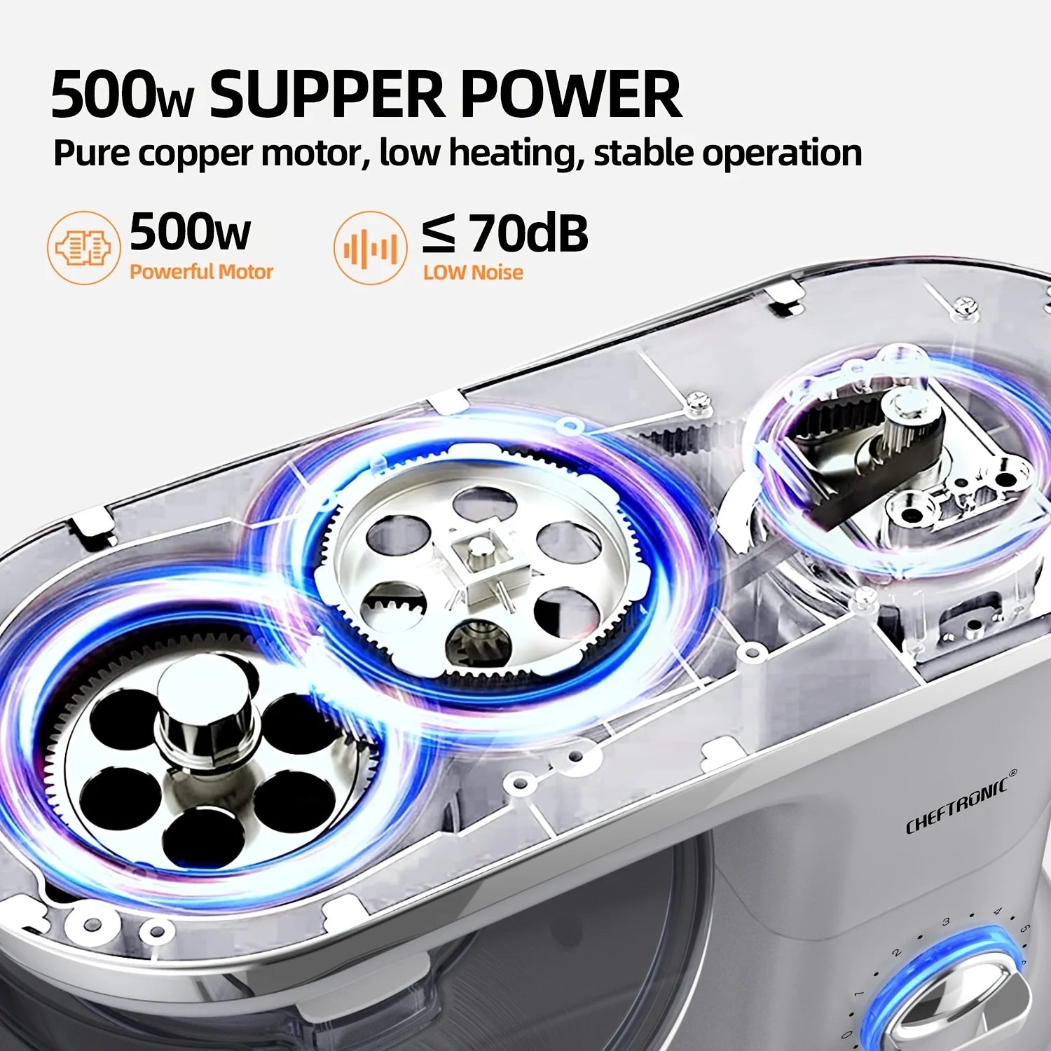 A CHEFTRONIC Stand Mixer, 5.5QT Tilt-Head Electric Household food processors - 500W 6+P Speed, home appliance, US Plug