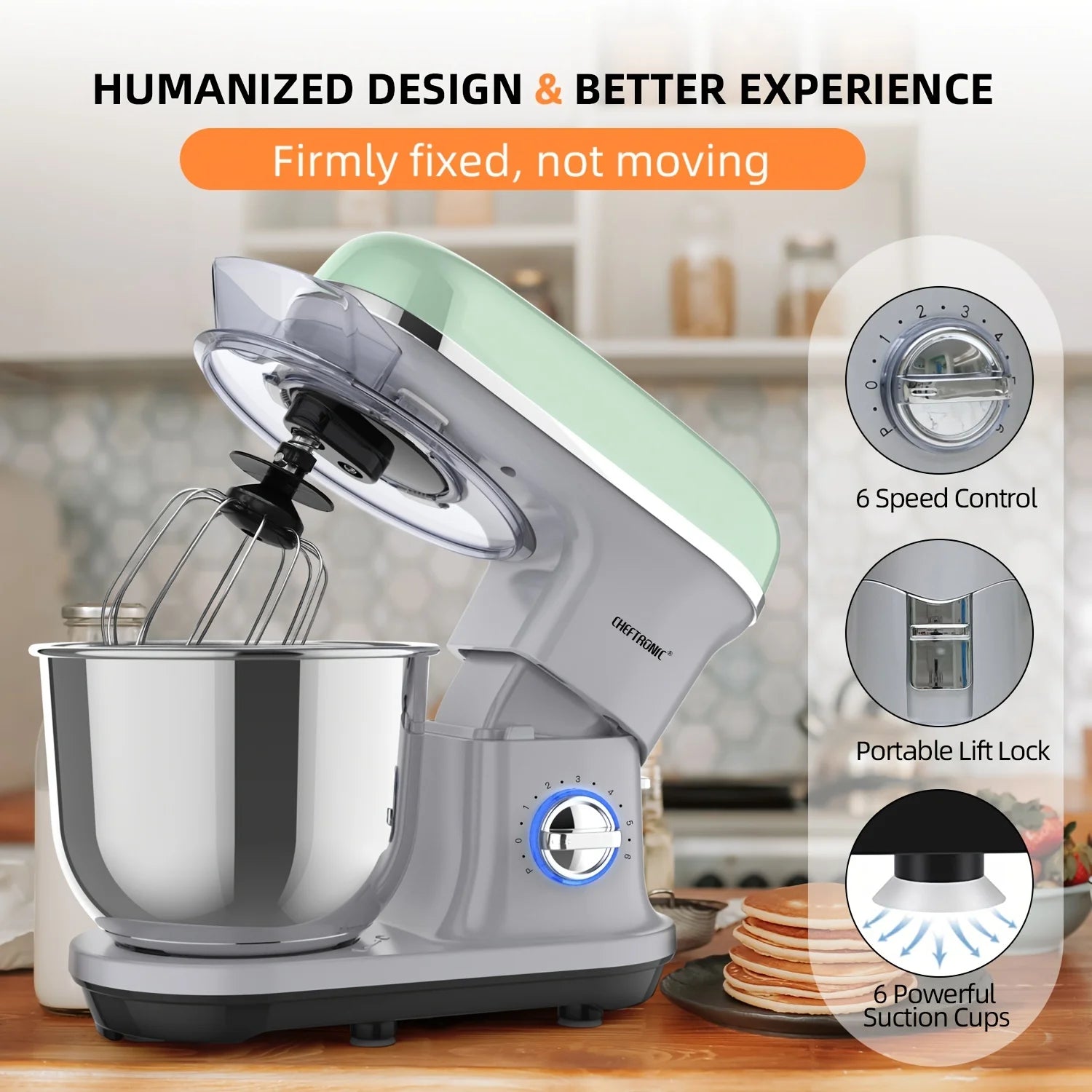 A CHEFTRONIC Stand Mixer, 5.5QT Tilt-Head Electric Household food processors - 500W 6+P Speed, home appliance, US Plug