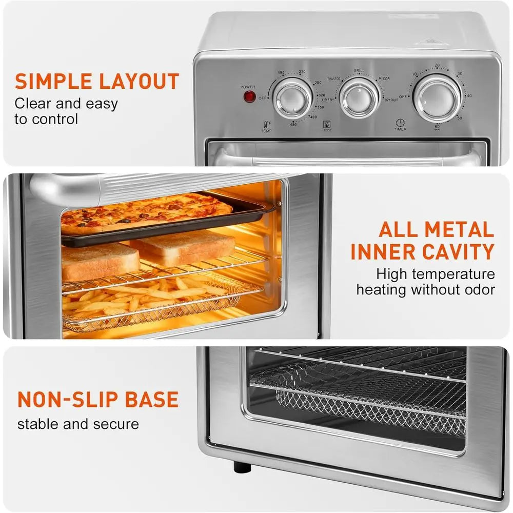 Toaster Oven Combo, A Countertop Oven , 5 Functions in 1, 4 Accessories Included, Stainless, Up to 450°